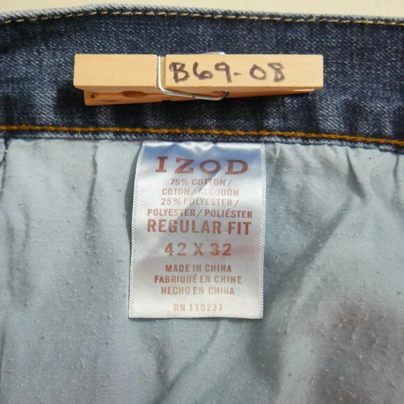 Izod Regular Fit Straight Leg Denim Jeans Dark Wash Men's Sz 42-44x33 EUC - Picture 6 of 7